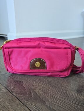 Hot Pink Nylon Mini Crossbody Bag Y2K Gold Hardware Barbiecore